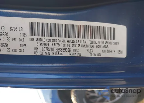 2011 Ram Ram 1500 Sport from USA, damaged, VIN 1D7RV1GT2BS559836